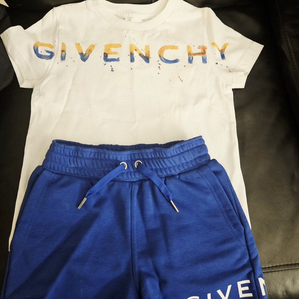 Givenchy White Tee and Blue Shorts Set